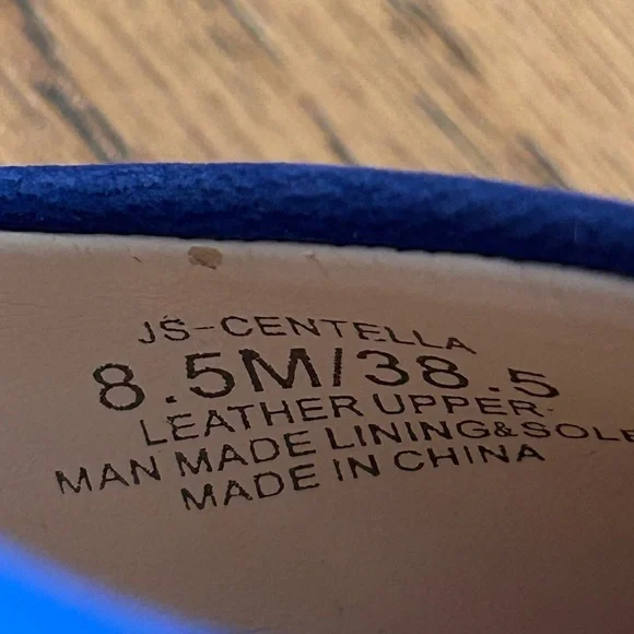 Jessica Simpson Bright Blue/Periwinkle Leather Tassel Bow 4 1/4” Heels Size 8.5 - Picture 9 of 13